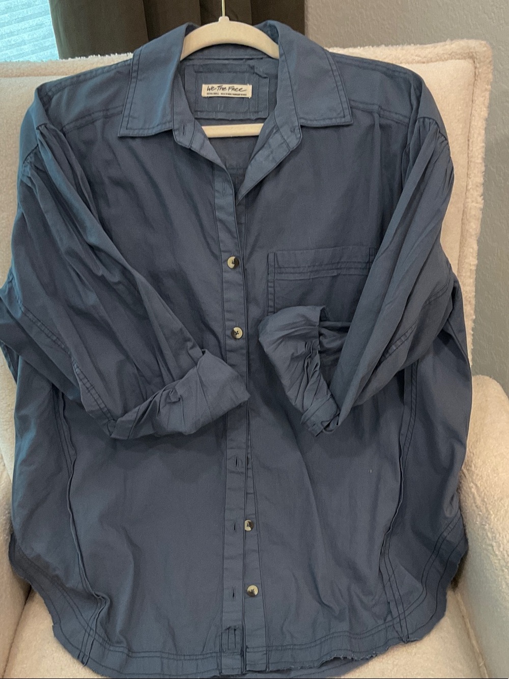 We The Free Women's Blue Button-Down Shirt